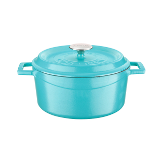 Litinový tyrkysový hrnec 24 cm smalt, kulatý Lava Metal LVYTC24K2SPRT