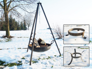 Zahradní ohniště Crown 70 cm, s trojnožkou a 2 podstavci, GFire