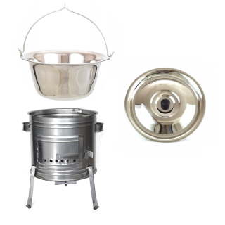 Párty Inox Kotlina 36cm + kotlík 14l antikor s pokličkou, komínkem SN SET PLD