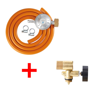 Set X5 pro 2 a 10 Kg PB láhve - regulátor 30mbar, ventil 2156UVB, 2m hadice, spony SN