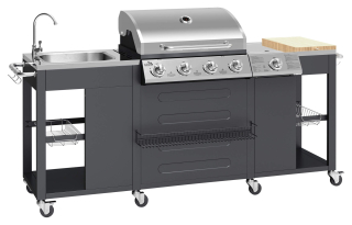 Cattara Zahradní kuchyně s plynovým grilem Vicenza 13060, 17,2 kW, 4+1 hořák, umyvadlo, stolek, gril 65x46cm