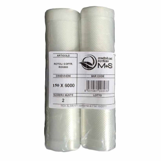 Vakuovací fólie, rolka 2 ks 15x600 cm, 105 mi, vroubkovaná M+S