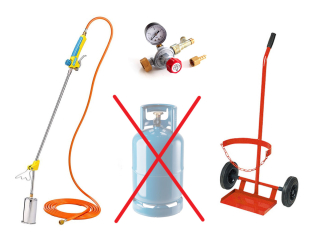 Gloria PRO-M 2021 hořák na trávu 94cm, 5m hadice, regulátor-manometr, vozík SN