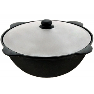Litinový uzbecký kotlík 10 l, 38 cm kazan Davr LE100A, 8mm + hliníková poklice