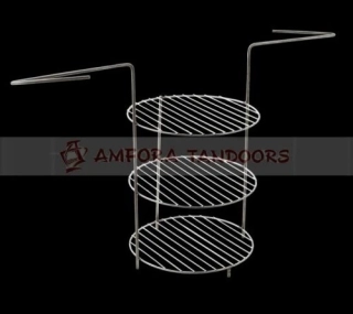 3-patrový grilovací rošt 22 cm, nerez Amfora Tandoors 000696 do keramické pece GTM3