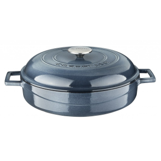 Litinový hrnec 28 cm Folk, nízký, kulatý, barva - šedá majolika Lava LVYST28PRKDMGR