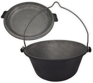 Kawmet Litinový maďarský kotlík 9l 2v1 + grilovací pánev W00481