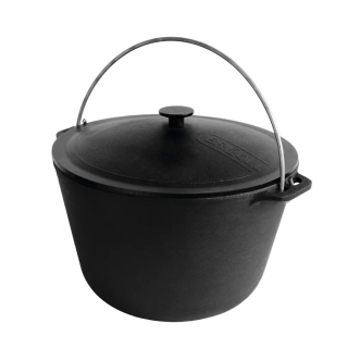 Brizoll Litinový kotlík 28 cm, 8 l s poklicí KT08 rovné dno, turistický
