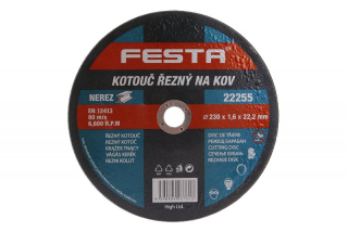 Kotouč řezný Festa na kov 230x1,6x22,2 mm, 22255 korundový na flexu