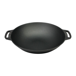 Litinová pánev WOK 36 cm Valhal Outdoor VH.WOK36, 2 madla