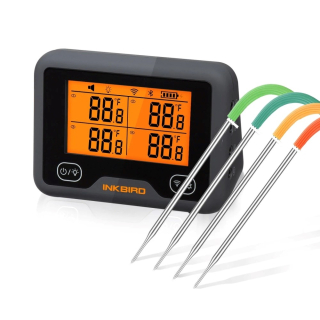 Grilovací teploměr Inkbird IBBQ-4BW, WiFi 2,4 Ghz +Bluetooth do 50m, 4 drátové sondy