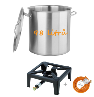 Set Nerezový hrnec 98 l s PB vařičem 7,5 kW Meva Zeus 2102 YG00020 Yato, plynová stolička + připojení
