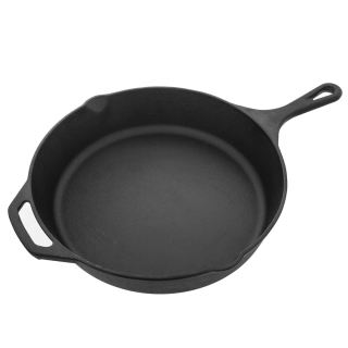 Orion Pánev Litina 30 cm 112988 krátké a dlouhé madlo, hladké dno