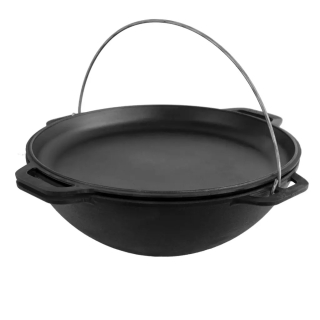 Litinový kotlík 36 cm 8 l kazan + pánev-poklička hladká Brizoll KA08-2