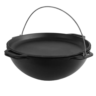Litinový kotlík 40 cm 12 l kazan + pánev-poklička hladká Brizoll KA12-2