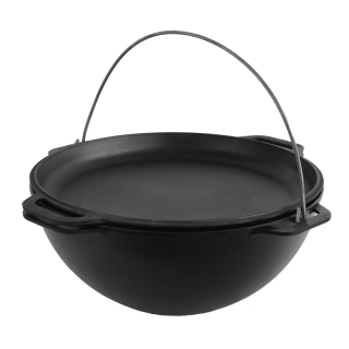 Litinový kotlík 40 cm 15 l kazan + pánev-poklička hladká Brizoll KA15-2