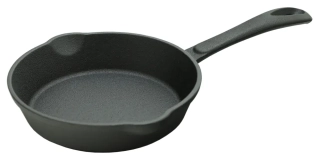 Cattara Grilovací pánev s držadlem LITINA 16 cm, 13059 hladká s výlevkami Mini