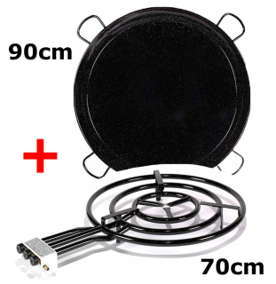 Paella SN Set PB hořák 70cm P1770, 3-kruhový + 90cm smaltovaná pánev, 4 madla