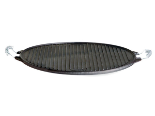 Grilovací plát 32 cm, litinový, oboustranný s chromovanými madly PWI New