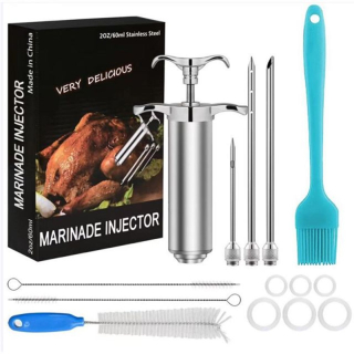 UG Grill Marinovací set DP-6721 nerez,  stříkačka + 3 jehly, mašlovačka