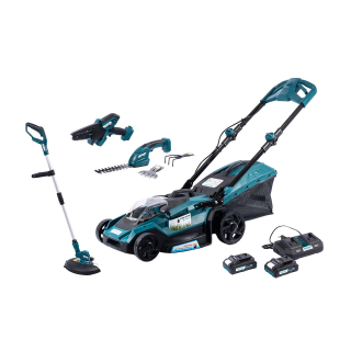 XTLINE Aku zahradní set - sekačka, strunová sekačka, nůžky, pila XT102990