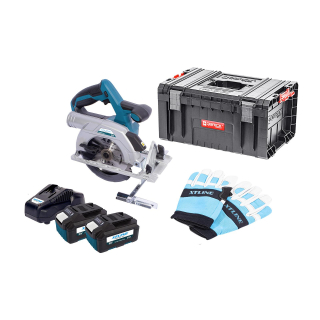 Set - Aku kotoučová pila bezuhlíková 18 V, 165 mm, 2x baterie 5.0 Ah, nabíječka 3.5 A, box XTLINE XT102845-2B5B