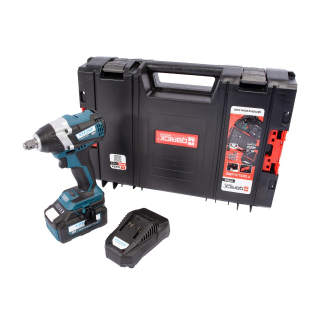 Set - Aku rázový utahovák 1/2" bezuhlíkový 18 V, baterie 5.0 Ah, nabíječka 3.5 A, box XTLINE XT102830-1B5B