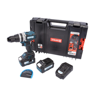 Set - Aku vrtačka s příklepem bezuhlíková 70 Nm, 18 V, 2x baterie 5.0 Ah, nabíječka 3.5 A, box XTLINE XT102805-2B5B