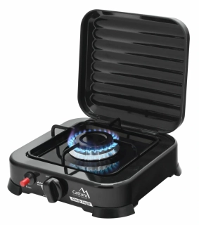 Cattara Plynový vařič 2,2 kW Traveler FAMILY SINGLE, 13595 černý + víko, piezo, 30 mbar, 1 hořák AOTE-6001
