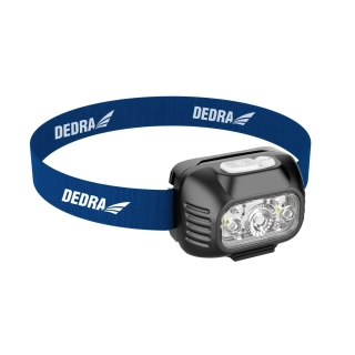 Dedra Čelová svítilna 650 lm SMD+COB LED, bíle-červené světlo 1800mAh Li-Po L1014, čelovka sklopná, 100m, IP44, USB-C