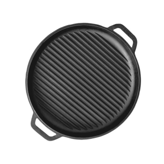 Brizoll Litinová grilovací pánev 40 cm, V 4 cm A400GKS, žebrovaná, 2 madla