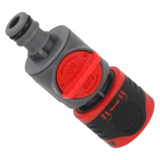 Dedra Spojka 1/2" s ventilem ON/OFF, zámek, 80N104K na zahradní hadici, ABS a PP plast - blistr, Taiwan