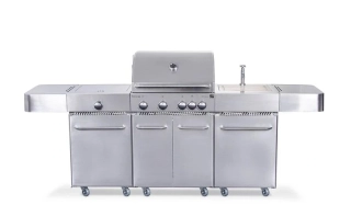 G21 Plynový gril Arizona, BBQ zahradní kuchyně Premium Line 6390330, 6 hořáků, jehla, dřez, skříňky