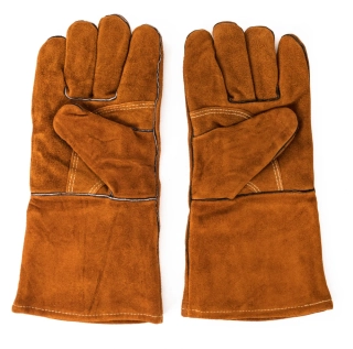 G21 rukavice na grilování, kožené 6354006, hnědé - pár