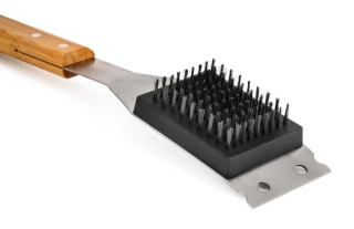 G21 čistící kartáč na grilovací rošt 6354005, s dřevěnou rukojetí a škrabkou, 45 cm