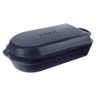 Orion Pekáč litina smalt oboustranný 42,5x22 cm, 127038 polo-oválný, modro-šedý s poklopem