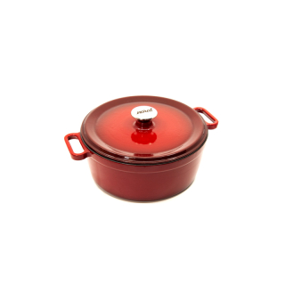 Noral Litinový kulatý hrnec 28 cm, červený, smaltovaný, 66667004 s poklicí