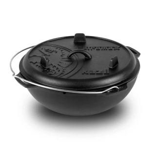 Petromax litinový kotlík, kazan 8 l, 39 cm s poklicí 700921, madlo, rovné dno