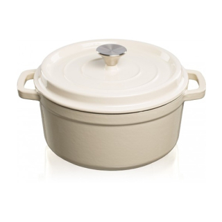 Hrnec s víkem litina, smalt 3,5l, 24 cm bílý-béžový Grand feu FEUMWHITE