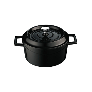Litinový hrnec kulatý 20 cm, smaltovaný, černý LAVA Metal LVYTC20K2BL