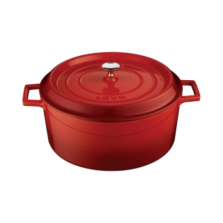Litinový hrnec kulatý 24 cm, smaltovaný, červený LAVA Metal LVYTC24K2R