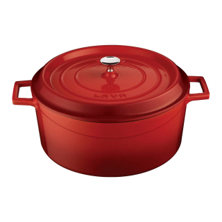 Litinový hrnec kulatý 28 cm, smaltovaný, červený LAVA Metal LVYTC28K2R