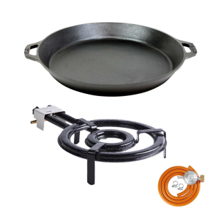 Gastro SET 50/35 Masivní litinová pánev Valhal 50 cm, paella hořák 7,2 kW B 350mm Vaello Flat + připojení PB, VH50H-7135-X2, SN Combo