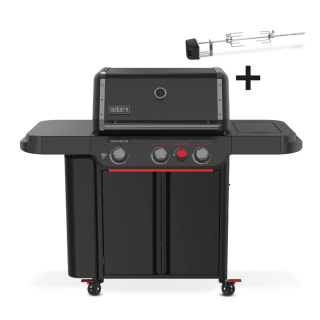 Weber Genesis E-330WR Stealth 1502311, plynový gril, W-Crafted GBS, Works, 3+1 hořák Sear Burner + rožeň 230V