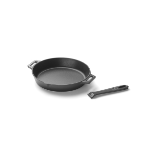 Grandpro litinová grilovací pánev 20 cm A03001001T, šedý smalt, odnímatelná rukojeť, rovné dno