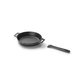 Grandpro litinová grilovací pánev 25 cm A03001002T, šedý smalt, odnímatelná rukojeť, rovné dno