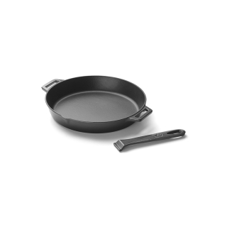 Grandpro litinová grilovací pánev 30 cm A03001003T, šedý smalt, odnímatelná rukojeť, rovné dno