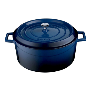 Litinový hrnec kulatý 28 cm, smaltovaný, modrý LAVA Metal LVYTC28K2B