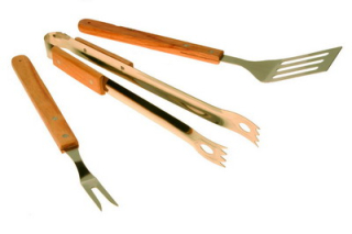 Grilovací nářadí sada 3 ks, 38 cm nerez, dřevo Mefisto 43071