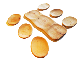 Servírovací dřevěná Sada 1 mísa + 6 talířů MGB